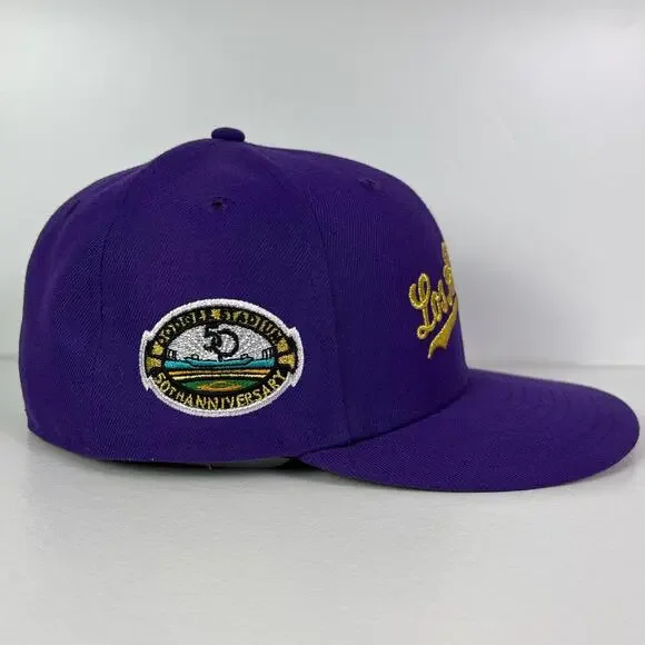 Los Angeles Dodgers Hat Club Fitted Cap 7 1/4 Purple Gold Script New Era 59FIFTY - Picture 3 of 7